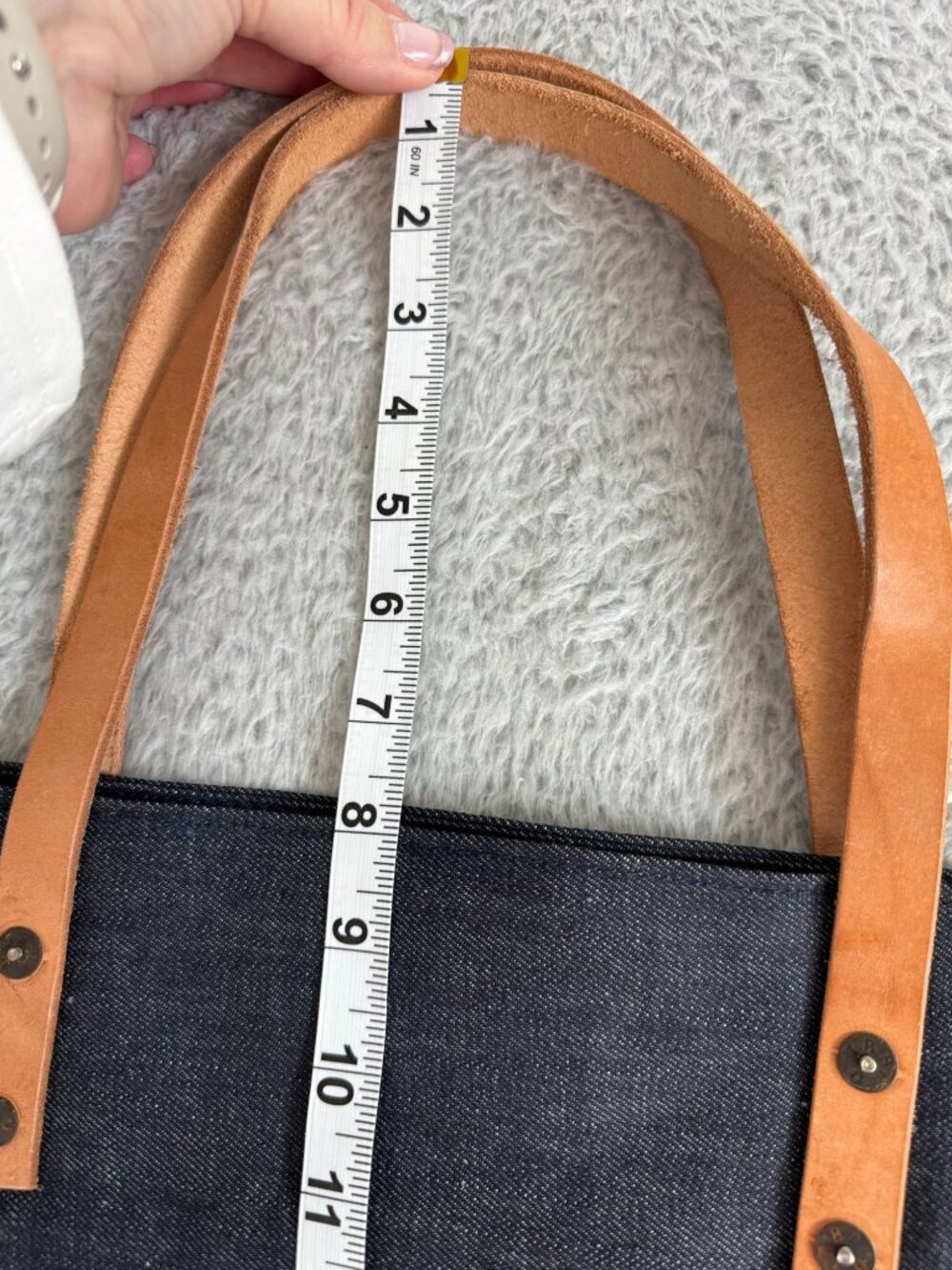 True Religion Denim Lined Tote Bag Leather Straps Red Interior Y2K Retro Travel - Picture 5 of 11